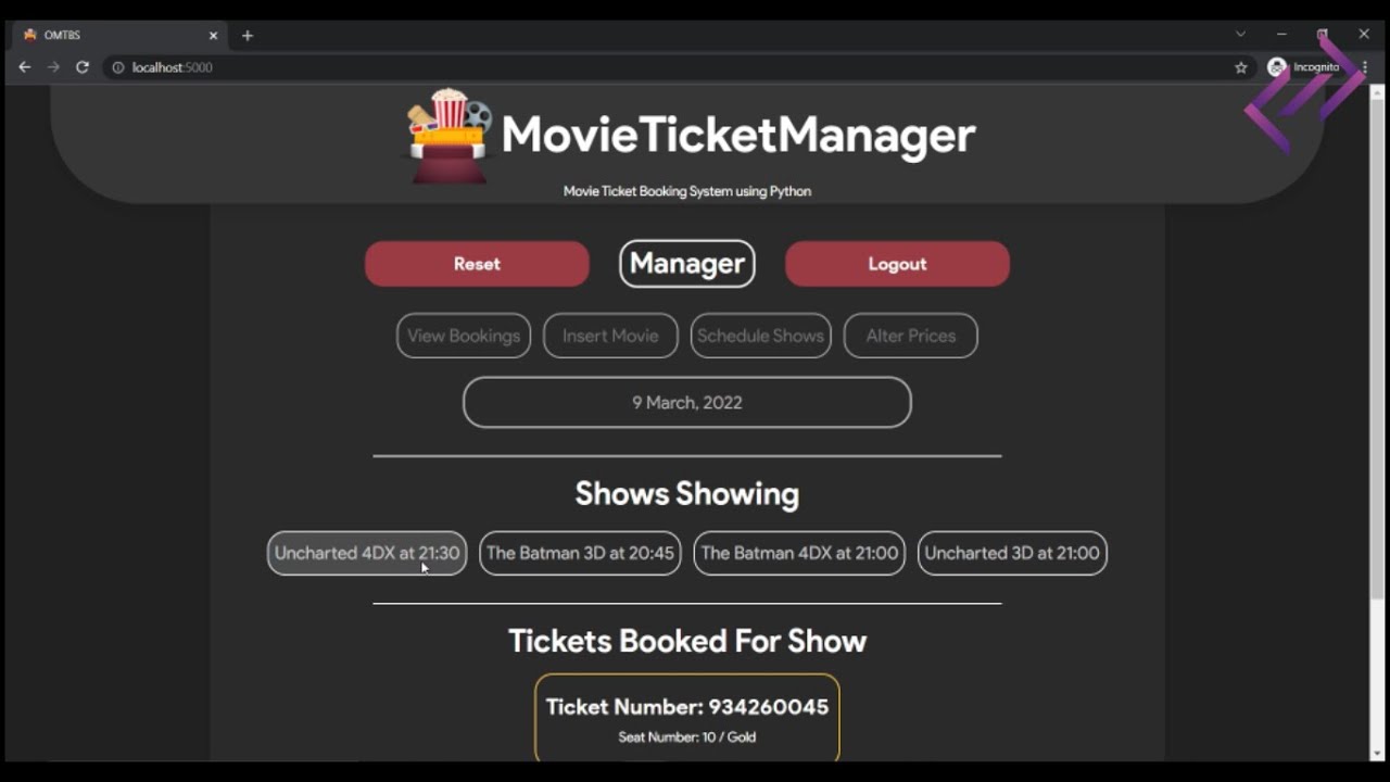 Online Movie Ticket Booking System In Python With Source Code
