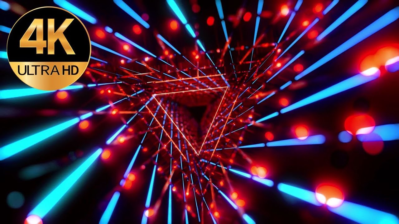 10 Hour 4k Tv Blue Pink Triangle Neon Tunnel Abstract Background Video