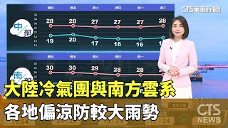 大陸冷氣團與南方雲系　各地偏涼防較大雨勢｜華視生活氣象｜華視新聞 20250213@CtsTw