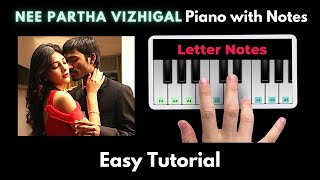 Nee Partha Vizhigal Piano Tutorial with Notes | 3 | Moonu | Anirudh Ravichander | 2021