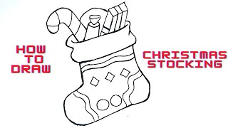 How to draw a Christmas stocking | Christmas stocking drawing | Step by step | Easy Drawing | Sketch