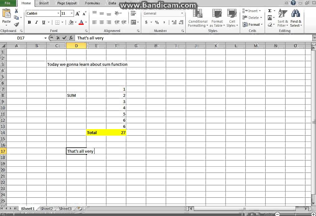 Learn 'SUM' Function In Excel - YouTube