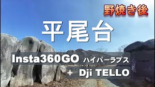 カルスト地形  平尾台を、超低空で疾走　   Insta360GO（手持ちFake drone +  Dji TELLO ）　ドローンではありません　カメラの歩き撮りです