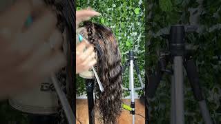 Frontal crown braid wig with water wave hair and highlights #customwigs #frontalwig #braidwig #wigs