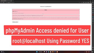 phpMyAdmin Access denied for user root@localhost using password YES FIX