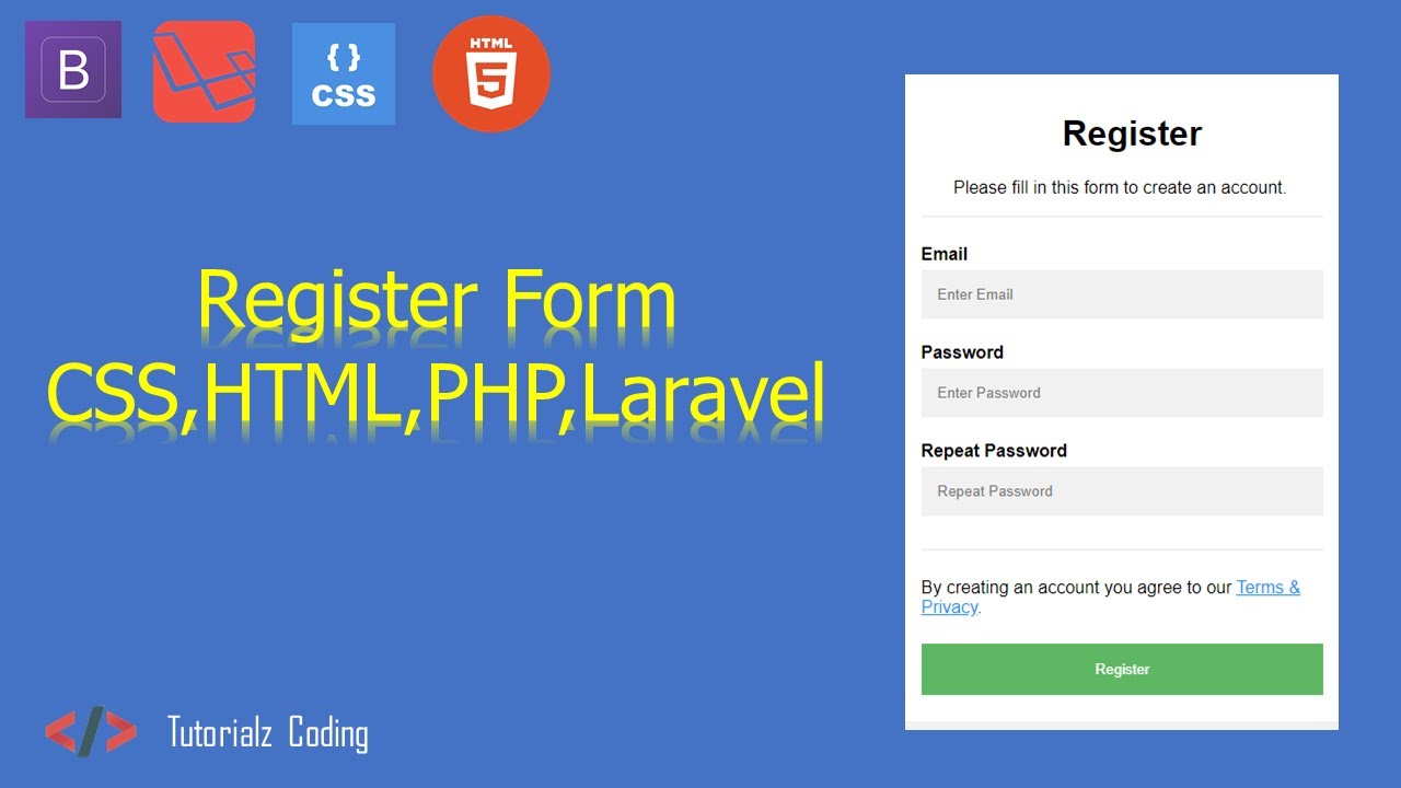 Membuat Register Form Dengan Boostrap | Web Responsive Design (Html ...