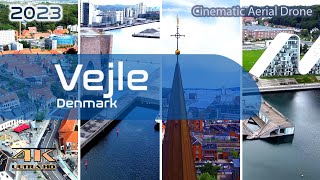 Vejle From Above - 4K Aerial Drone - Sankt Nicolaj Kirke - Fjordenhus - The Wave - 2023 Denmark