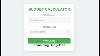 Budget Calculator with HTML, CSS, and JavaScript | Beginner Project Tutorial