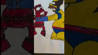 Homer choking Bart + Wolverine and Deadpool