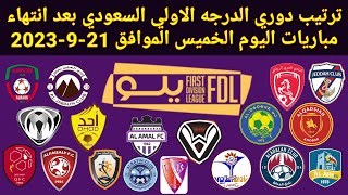 ترتيب دوري الدرجة الأولى السعودي بعد انتهاء مباريات اليوم الخميس الموافق 21-9-2023