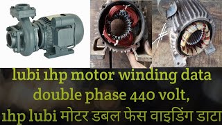 1hp lubi motor winding data double phase ||  2phase motor winding data ||