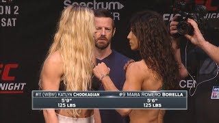 Katlyn Chookagian vs. Mara Romero Borella - Weigh-in Face-Off - (UFC on Fox 27) - /r/WMMA