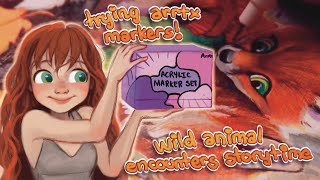 Painting foxes with ArrtX acrylic markers + storytime - artist vlog