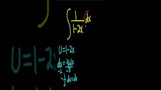 Integral of 1/(1 - 2x) using u-substitution #shorts