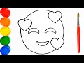 Como Dibujar y Colorear un  Emoji con Corazones - Dibujos Faciles Paso a Paso | FunKeep