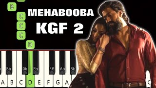 Mehabooba Song | KGF 2 | Piano tutorial | Piano Notes | Piano Online #pianotimepass #kgf2 #yash