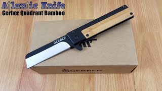 GERBER QUADRANT BAMBOO WOOD FRAMELOCK SHEEPSFOOT FLIPPER FOLDING POCKET KNIFE 1702