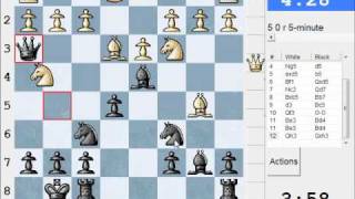 Two knights Chess Opening (C57) : LIVE Blitz #897 vs DrLethargo (FM) (2171) - Scalp Alert!