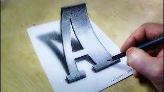 Only One Pencil - How to Draw 3D Letter A in Western Style Font