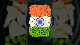 Indian Flag Vegetable Art 🎨Tricolor Flag with Carrot🥕Green Peas \u0026 Cauliflower | Jana Gana Mana song