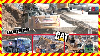 Liebherr R 934 VA, CAT 963K, 336F, MAN, Mercedes Trucks, Stuttgart 21, 23.03.2022.