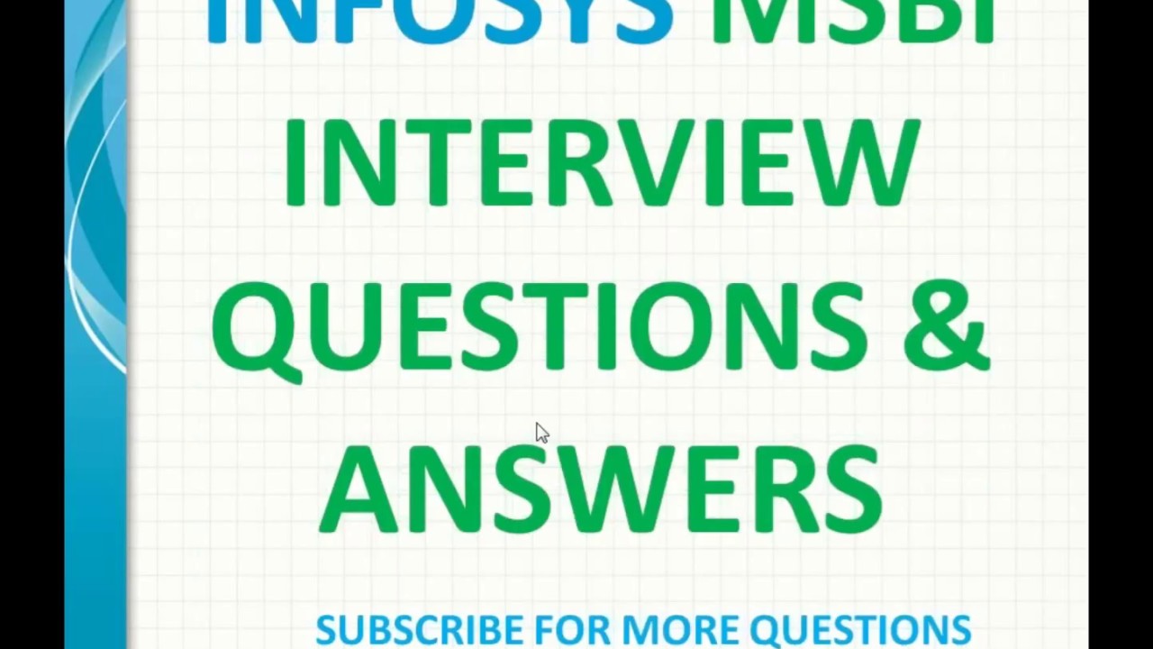 Infosys Msbi Interview Questions And Answers - YouTube