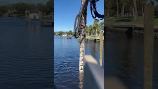 Drill through rocks on barge.