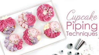 Cupcake Piping Techniques - What Piping Nozzles / Piping Tips to use to pipe a box of cupcakes