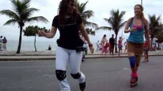 Dancing and skate jamming on inline skates or rollerblades