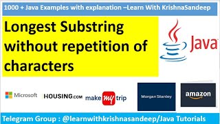 Java Program to find longest substring without repetition| Amazon coding interview questions