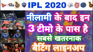 IPL 2020 - List Of 3 Teams With Strongest Batting Lineup After IPL Auction | MY Cricket Production