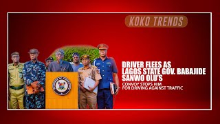 Driver Flees As Lagos State Gov. Babajide Sanwo Olu’s Convoy Stops Him For Driving Against Traffic