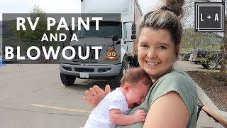 First Outing with a Newborn Gone Wrong - RV Painting Prep with a 3 Week Old Baby