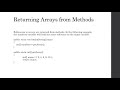 Returning Arrays from Methods