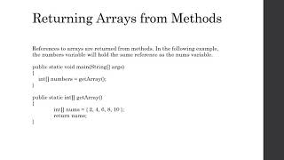 Returning Arrays from Methods