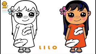 How to draw Lilo (Lilo and Stitch) - step by step
