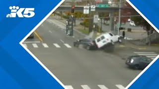 Red light runner causes bad crash in Seattle