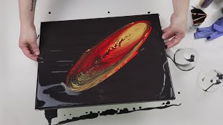 (512) Black, Gold and Red Waterfall Acrylic Pouring Video, Fluid Acrylic Pouring Technique