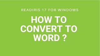 Readiris 17 Windows: How to convert to Word?