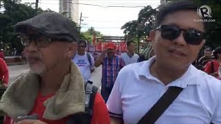 Akbayan partylist Rep  Tom Villarin and PISTON Chairperson George San Mateo