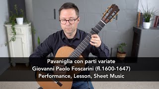 Pavaniglia con parti variate by Foscarini and Lesson for Classical Guitar