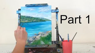 Jordan Pond Acrylic Painting Live Stream PART 1 OF 2