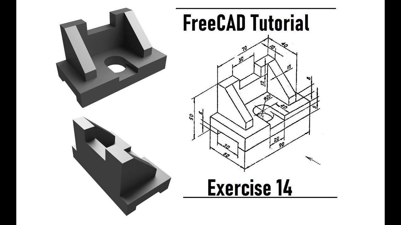 FreeCAD Tutorial | Exercise 14: Creation Of The 3D Model From 2D Draft ...