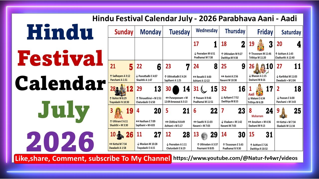 Tamil Calendar 2026 Festivals