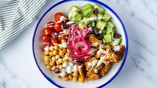 Easy High Protein Mediterranean Bowl With 50 Grams Per Serving!