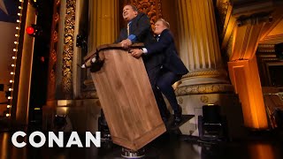 Conan Rides Andy's Mechanical Bull Podium | CONAN on TBS