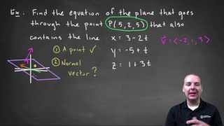 Equation of a Plane Given a Line in the Plane - Example 3, medium