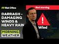 07/12/2024 – Storm Darragh bringing danger  – Morning Weather Forecast UK – Met Office Weather