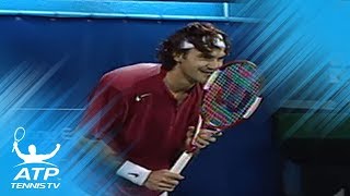 Roger Federer "impossible" shot vs Andre Agassi! | Dubai 2005 Semi-Final