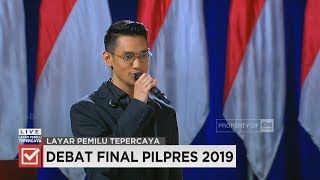 Penampilan Afgan Pimpin Lagu "Indonesia Raya" di Debat Capres-Cawapres 2019